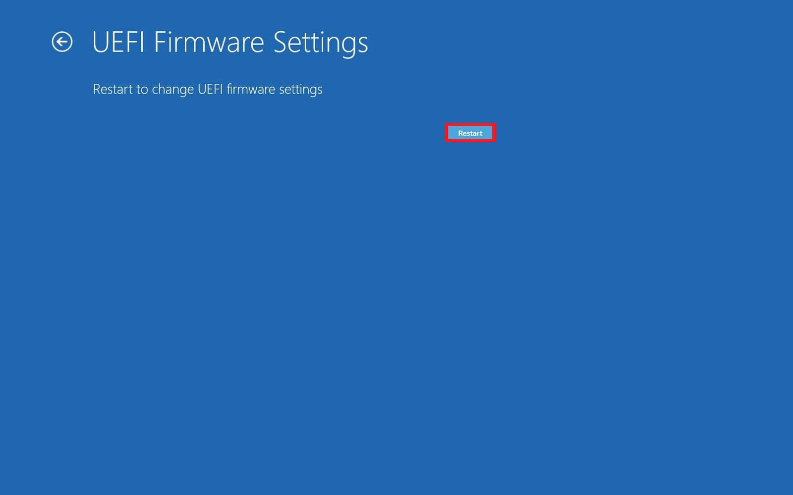 Restart UEFI Firmware Settings