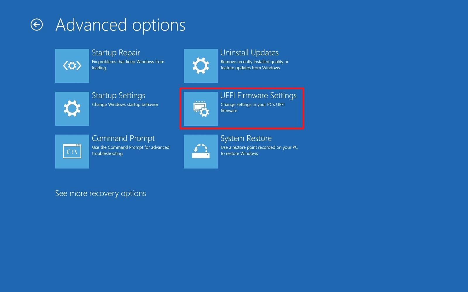Select UEFI Firmware Settings