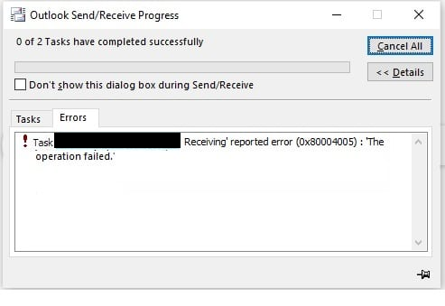Resolve Microsoft Outlook 0x80004005 Unspecified Error