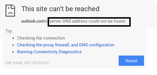 Server DNS Address Could Not Be Found Chrome Error