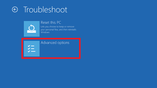 Windows 10 Troubleshoot screen
