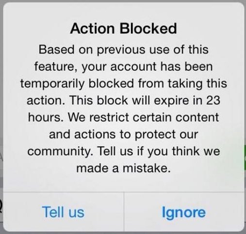 Blocked On Instagram Error